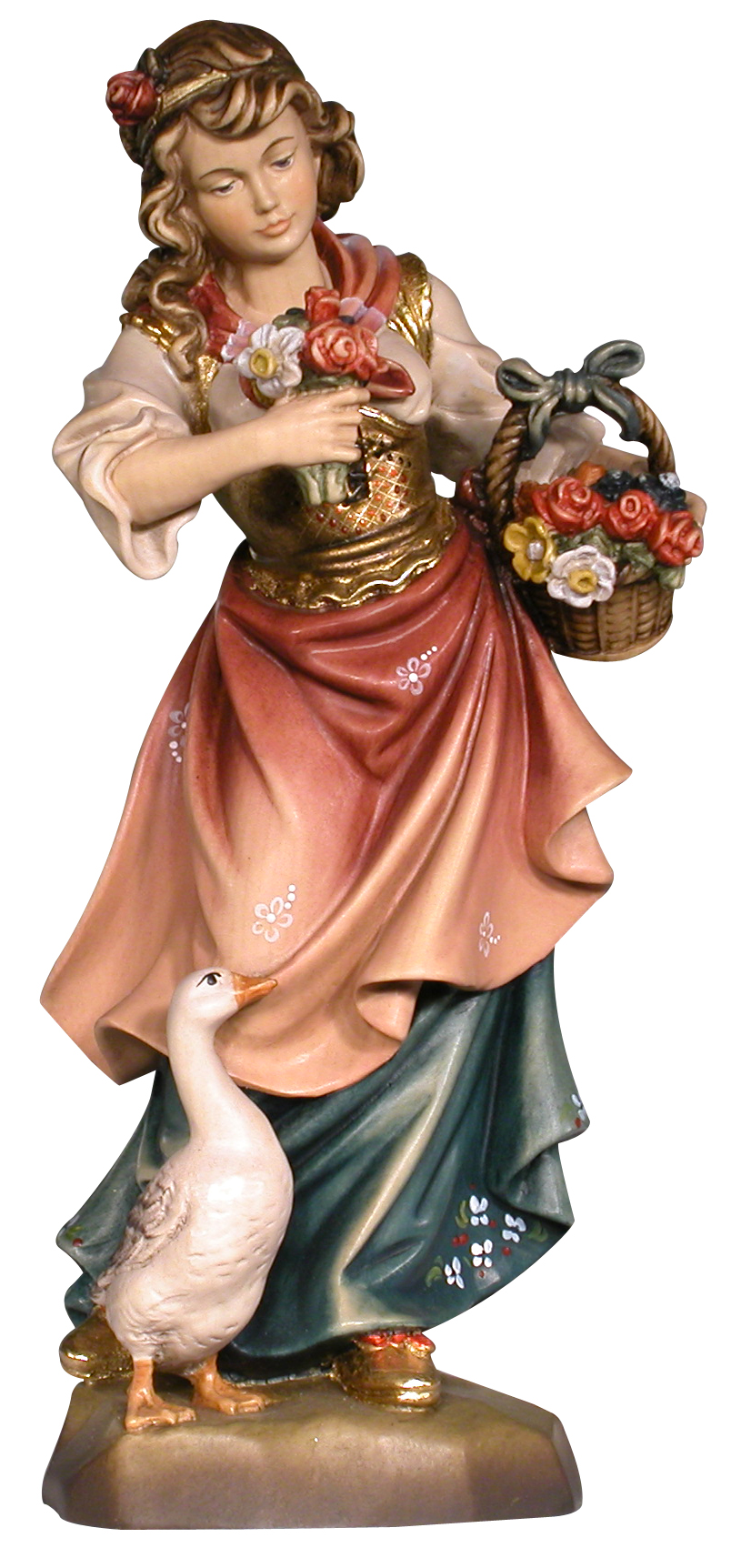 Frau mit Blumenkorb